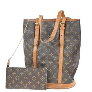 LOUIS VUITTON BUCKET GM Shoulder Tote Bag Monogram Leather Brown M42236 38KP444